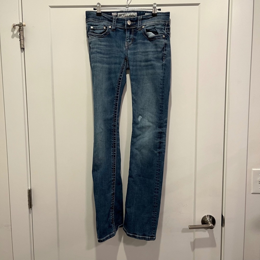 BKE Sabrina Slim Bootcut Jeans Womens 26R Medium Wash Distressed Denim 4728
